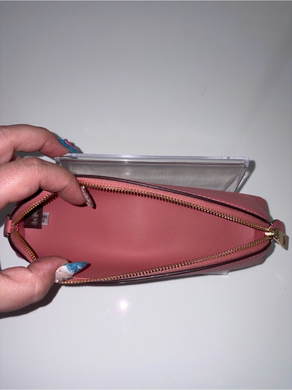 Coach Pink Leather Zip Pencil Case - Picture 2 of 3